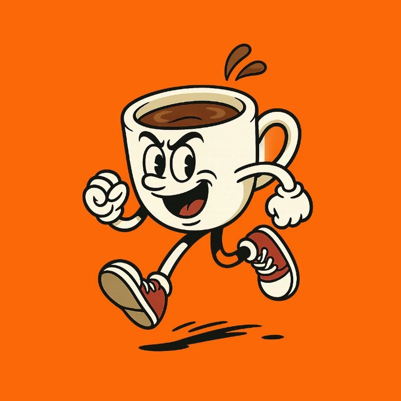 Lebendige Kaffeetasse Laufdesign