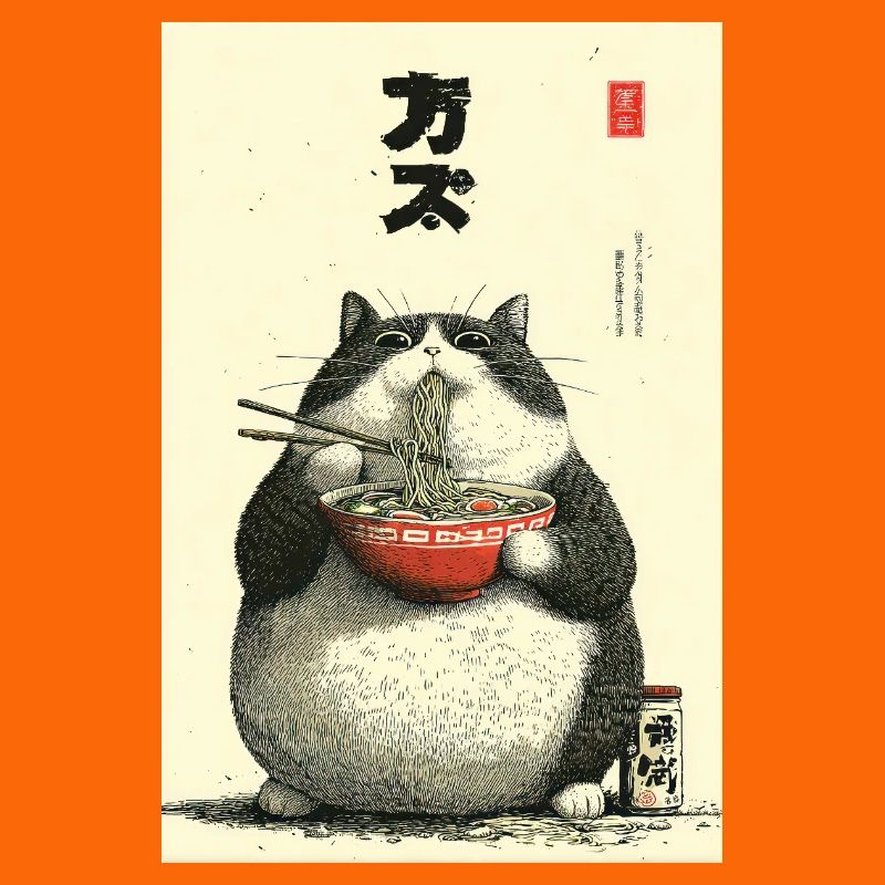 Ramen Chats Chonky Ukiyo-e