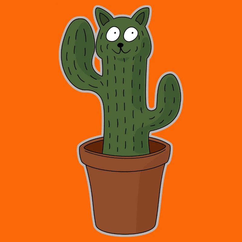 Chat comme cactus dans un pot de fleurs