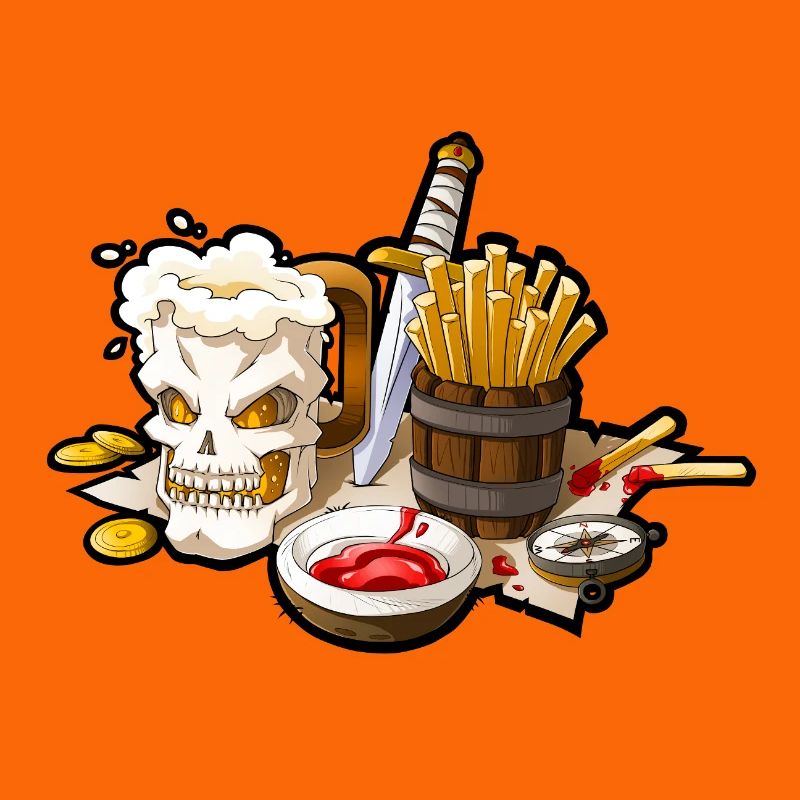 Chope de bière Skull et chips de pirate