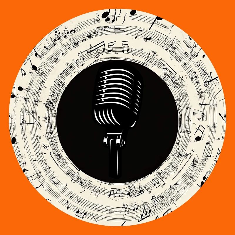 Microphone Musical Notes Art