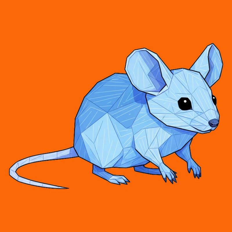 Blue Low-Poly Mouse
