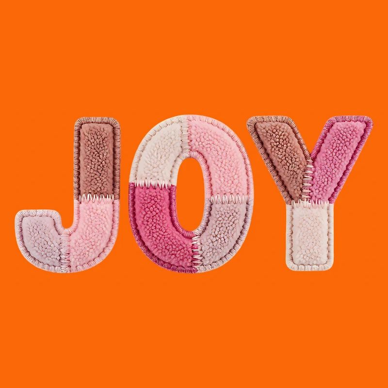 Joy Patchwork Pink Fabric Lettering Handmade