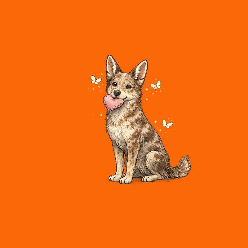 Chien amical avec de l’éclat papillon