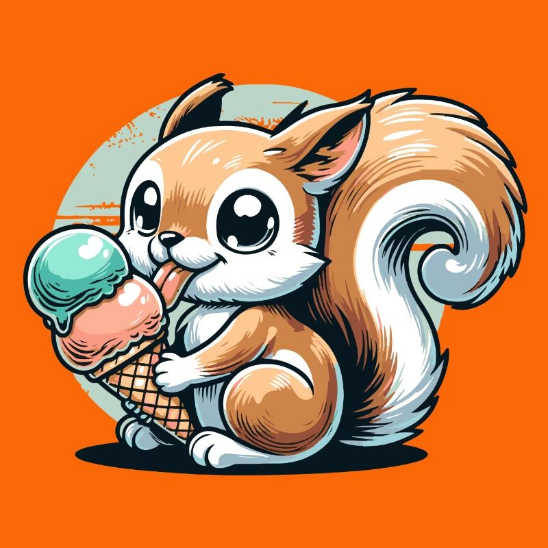 Niedliches Cartoon-Eichhörnchen mit Eiscreme