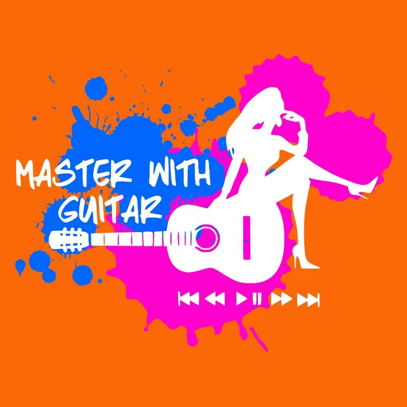 Master with guitar - Blau Pink Weiß