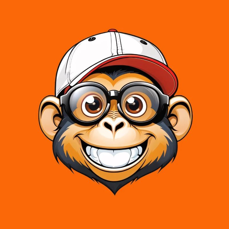 Monkey with cap and glasses
