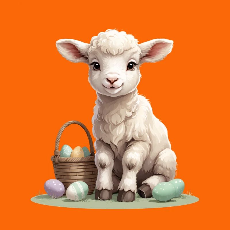 Pastel lamb with Easter eggs