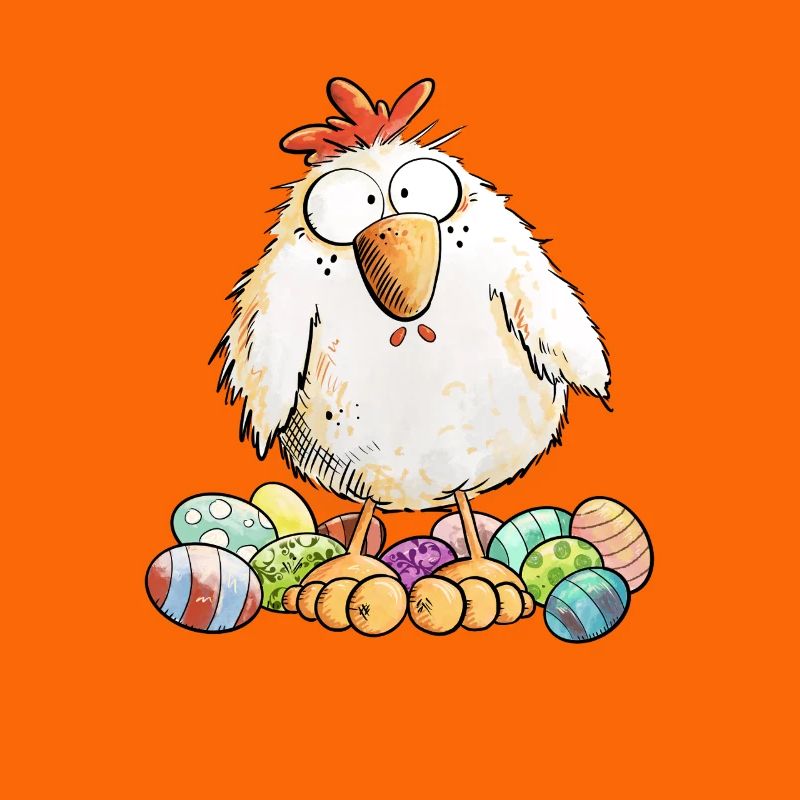 Easter Chicken with Easter Eggs Easter Motif Chickens Fan