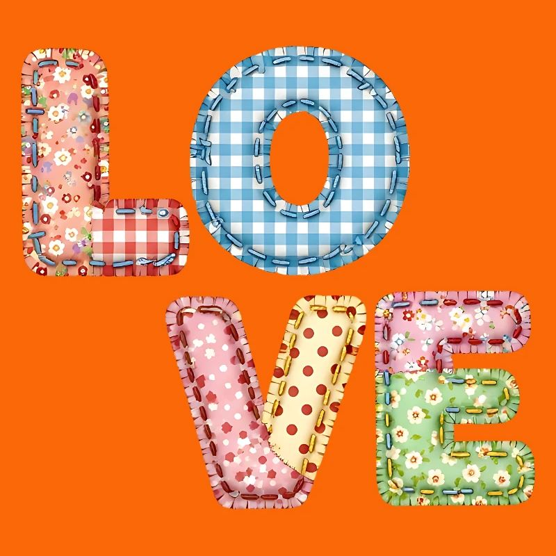 Love Patchwork Design Bunte Stoffflicken
