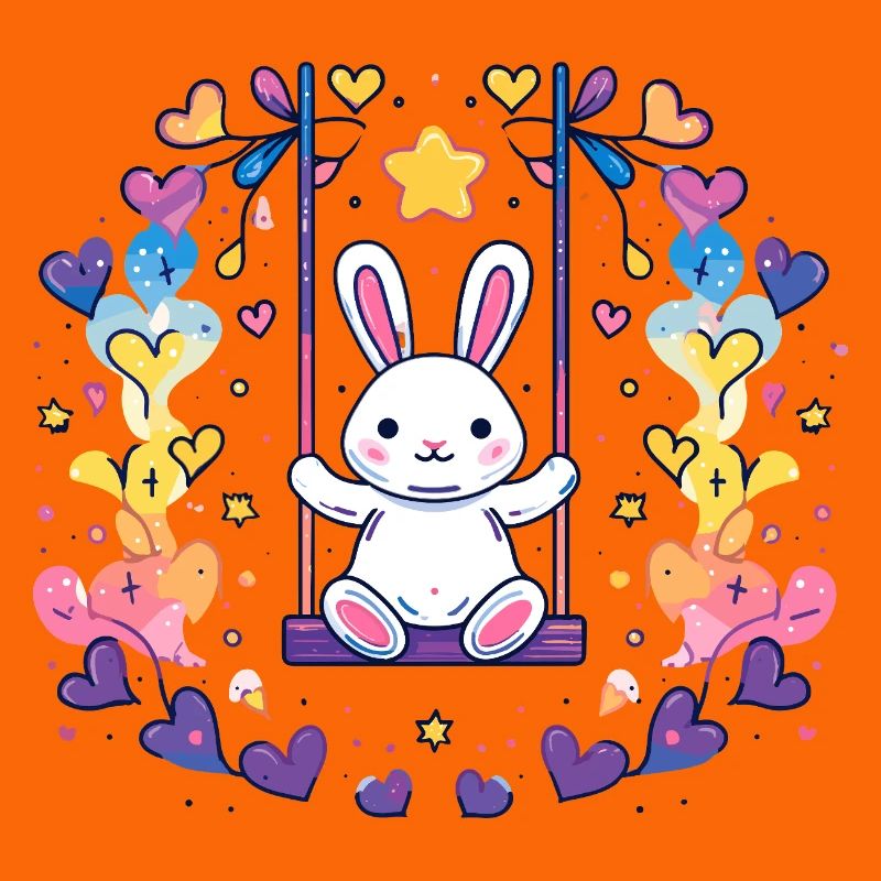 Design joyeux de balançoire de lapin