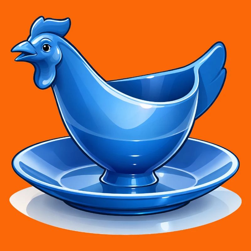 Blauer DDR Eierbecher Huhn Fanart, Ostalgie