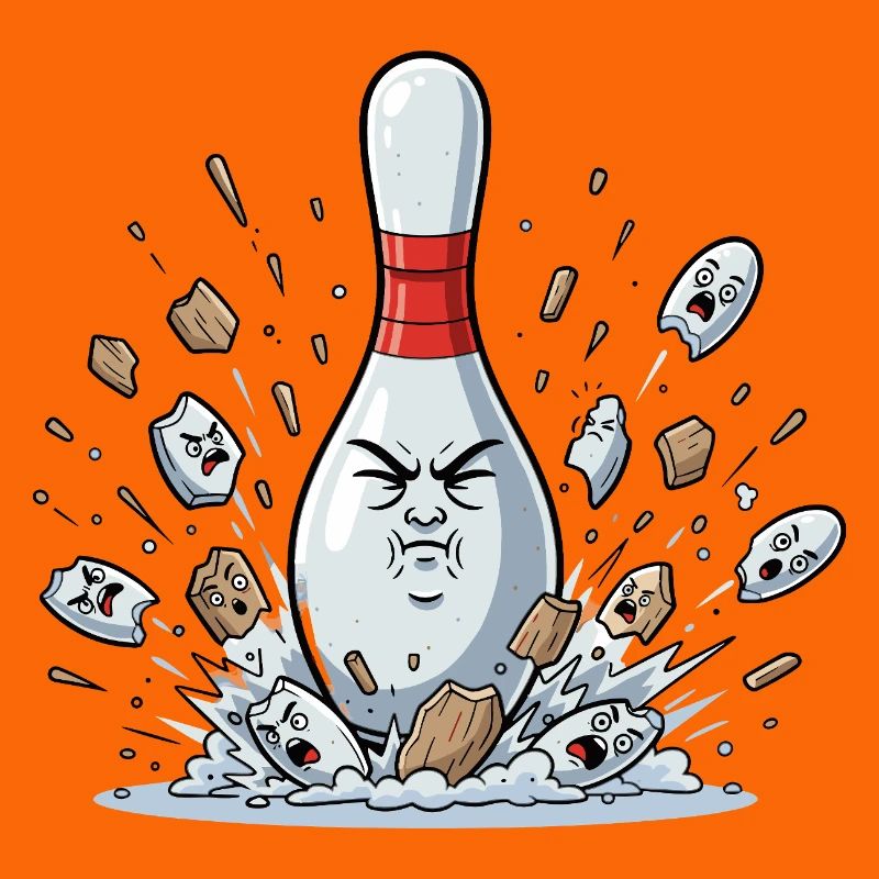 Exploding Bowling Pin Cartoon