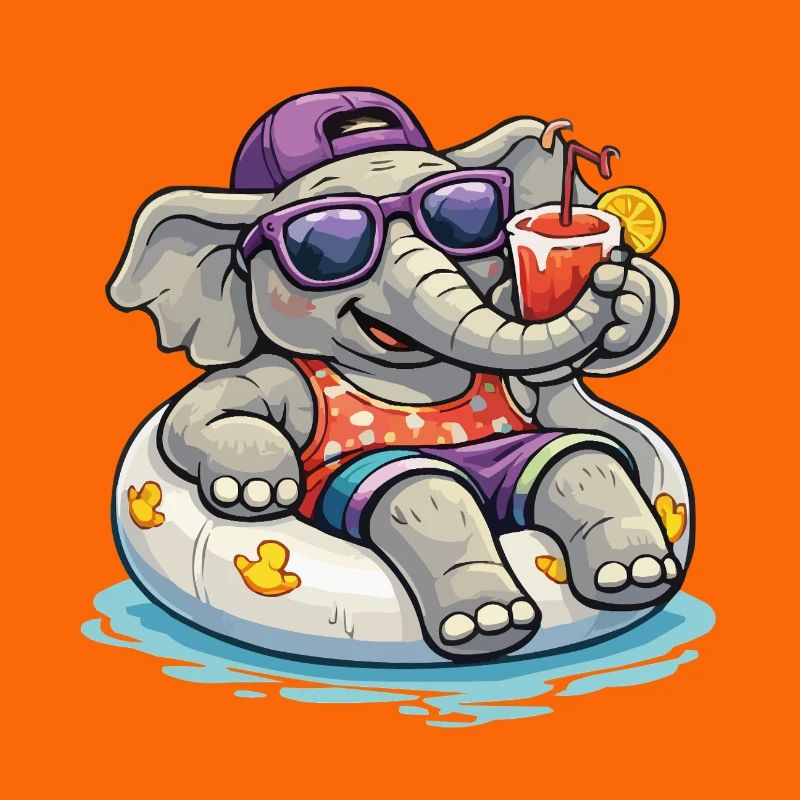 Éléphant de plage avec boisson