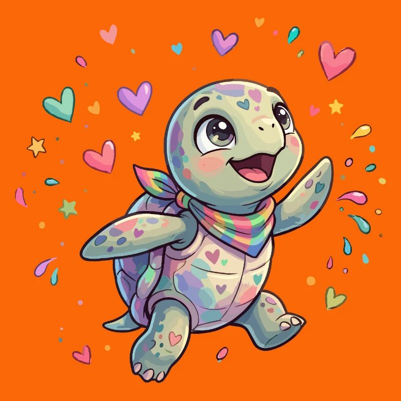 Regenbogen Turtle mit Herzmustern