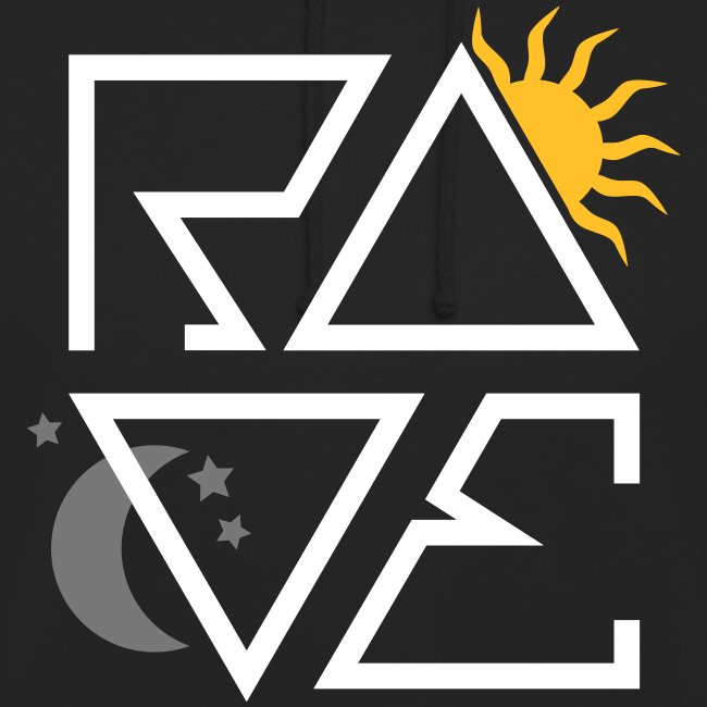 RAVE Minimal Text Sonne Mond Sterne Symbole