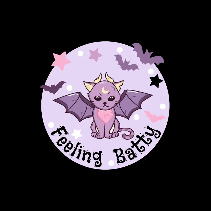 Feeling Batty. Pastel Vampire Cat.