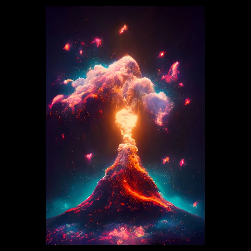 Volcan de la nébuleuse en éruption