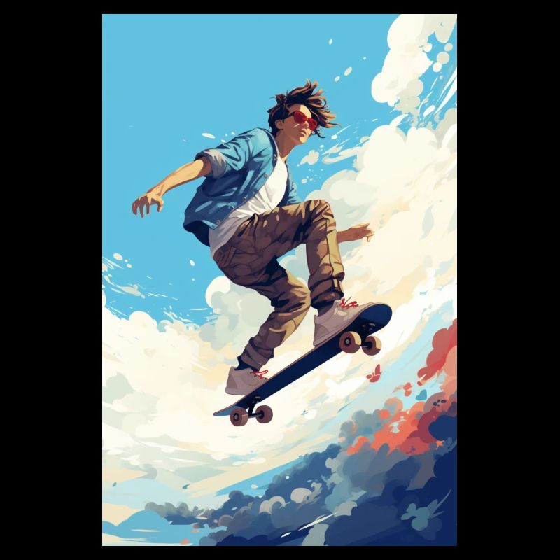 Der junger Mann und das Skateboard