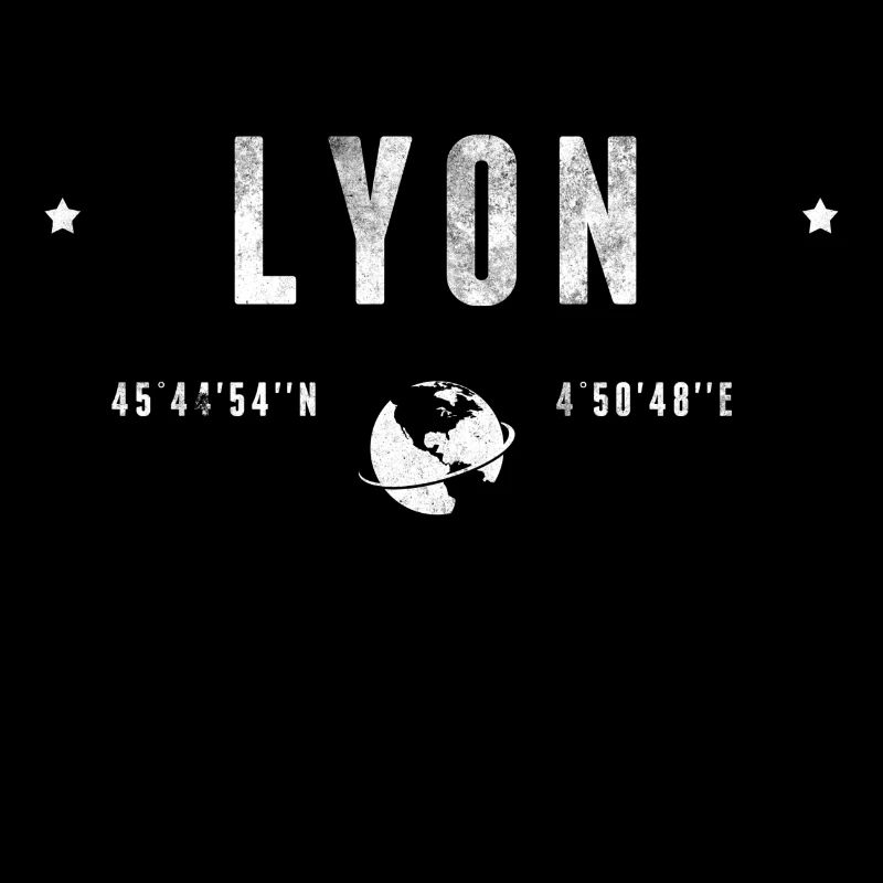 Lyon Coordonnées Géographiques Stylisées