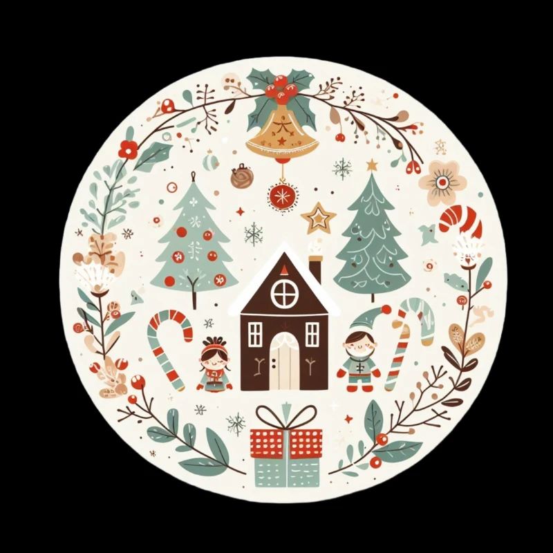 Illustration de Noël avec une maison et des sapins