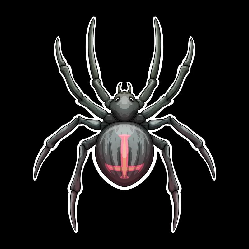 Dunkle Spinne mit rosa Markierungen