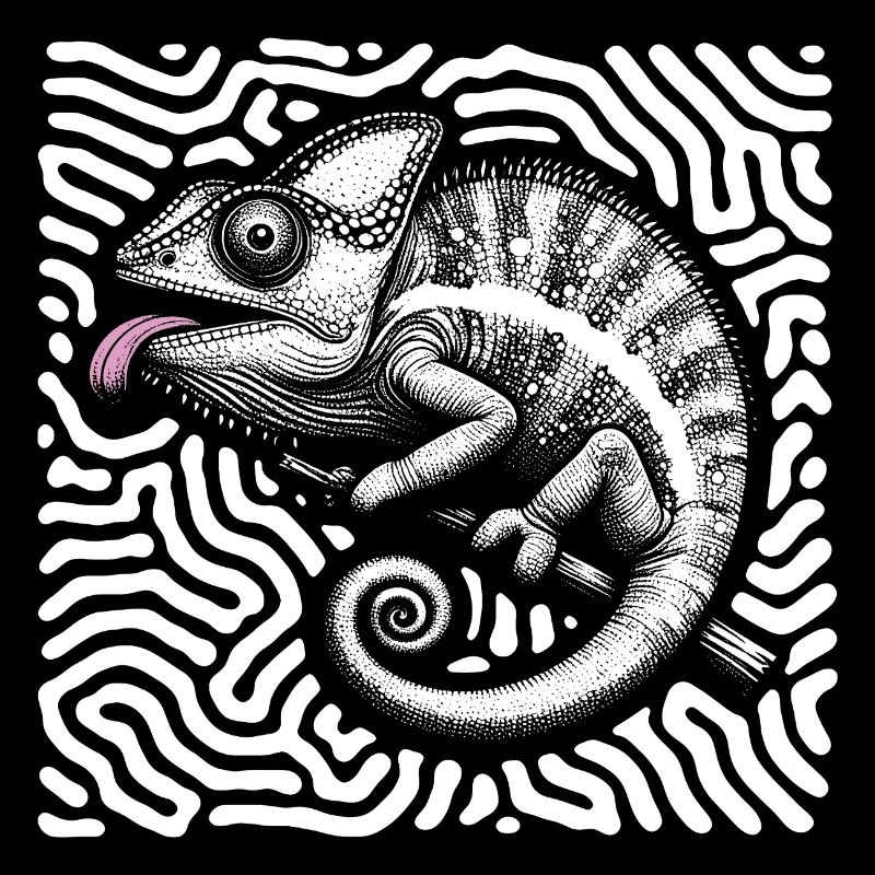 Chameleon pastel tribal art