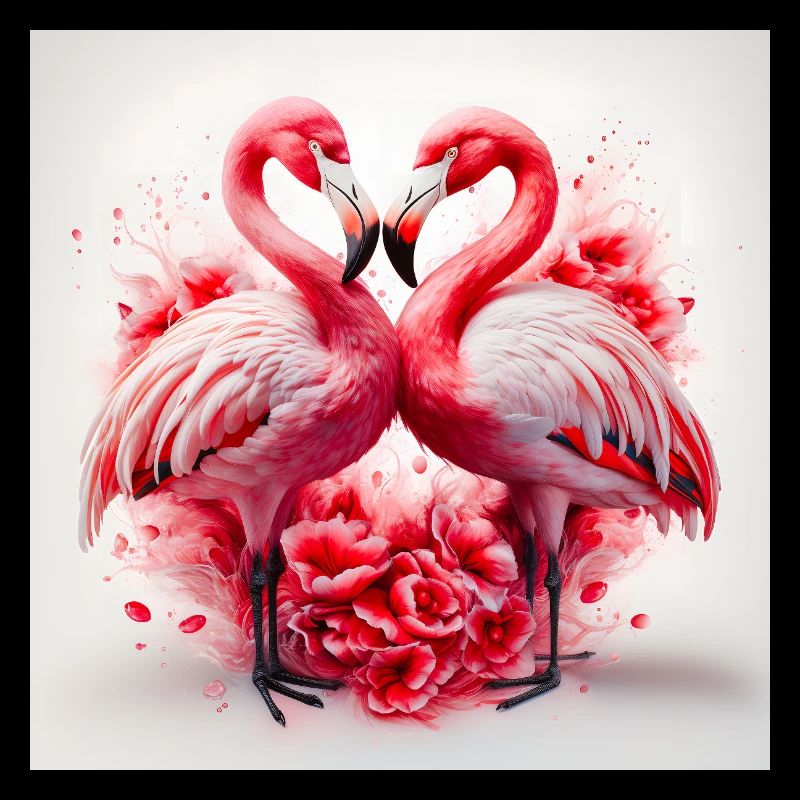 Cœurs de Flamants Rose et Fleurs