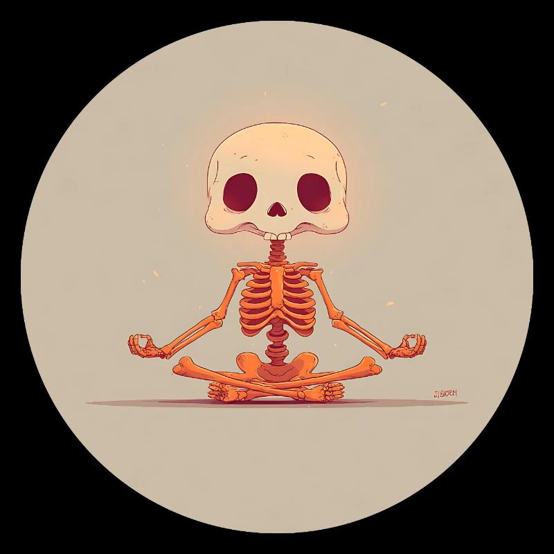 Skelett Meditationspose in Orange