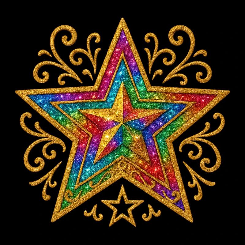 Étoile | Étoile arc-en-ciel avec ornement doré