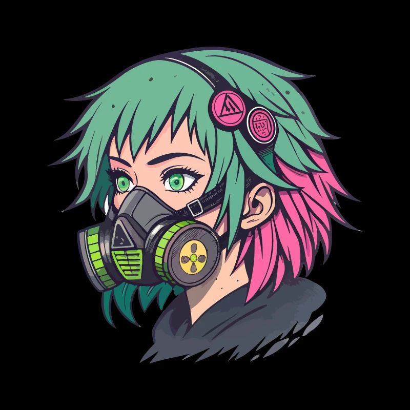 Neon Gasmask Punk Portrait