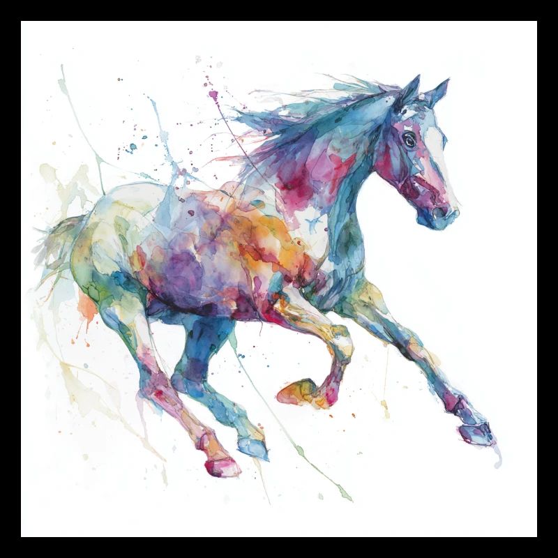 Cheval aquarelle vif