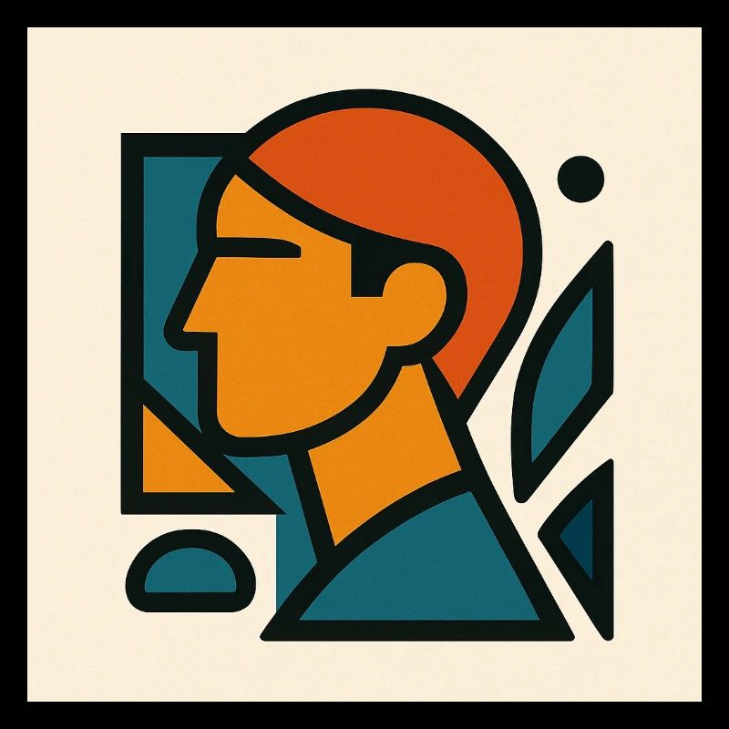 Blue Orange Geometric Portrait