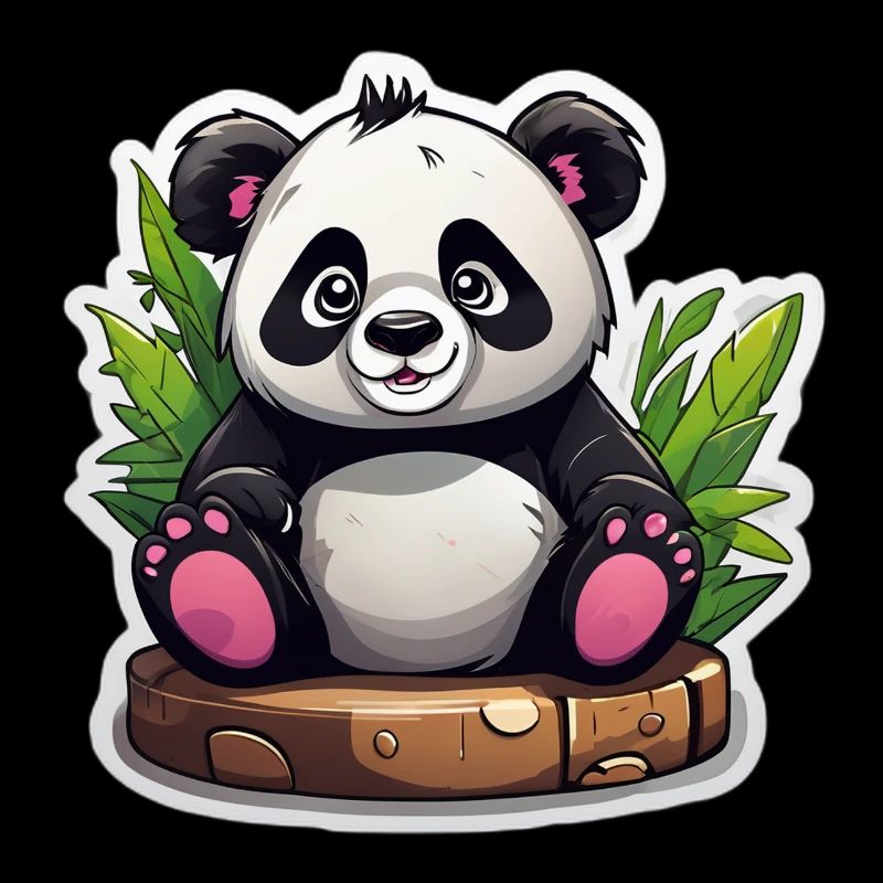 Cartoon-Panda sitzt auf Bambus