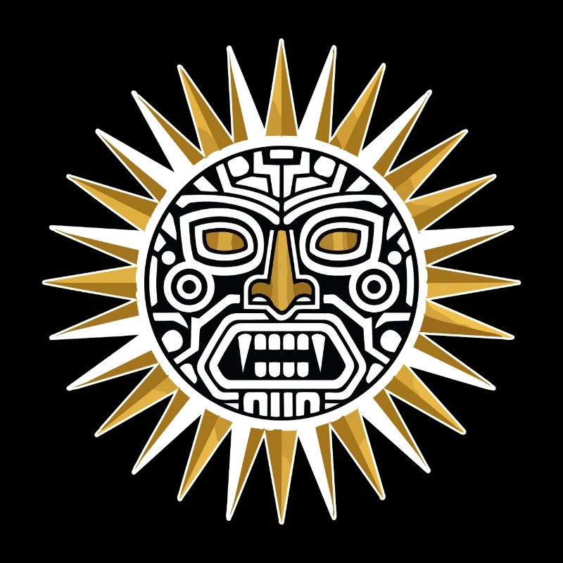 Sun Maya Inca Gold and White Totem Deity