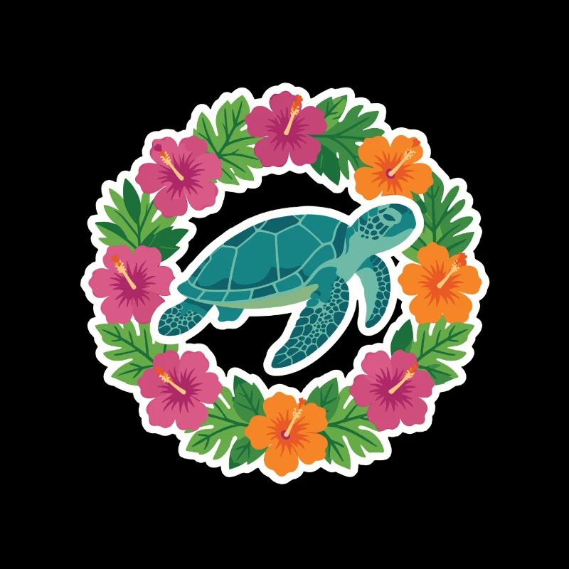 Turtle in Hibiscus Circle