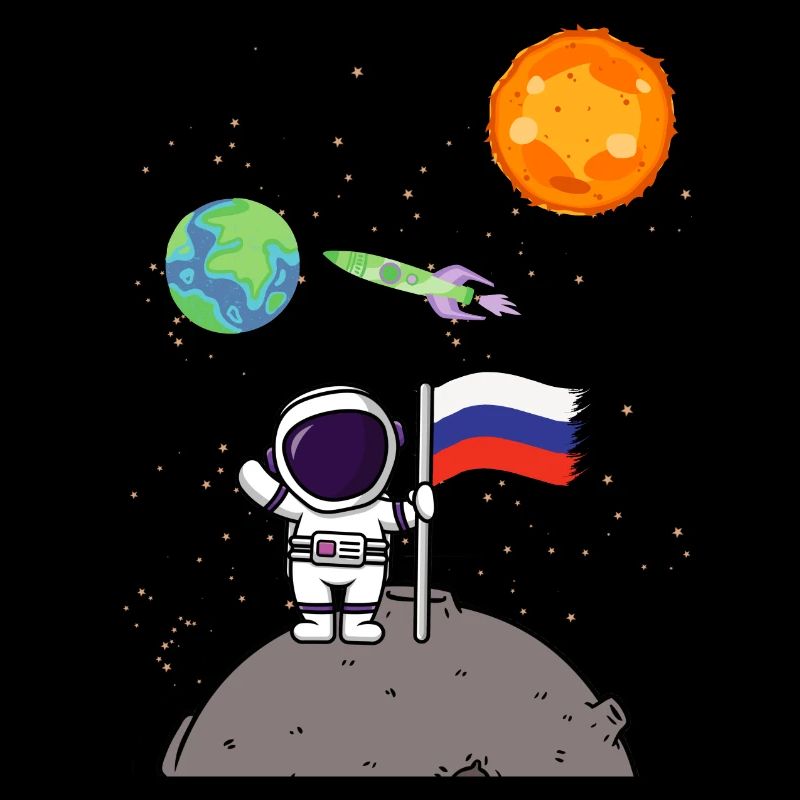 Planète Russie Drapeau Lune Astronaute