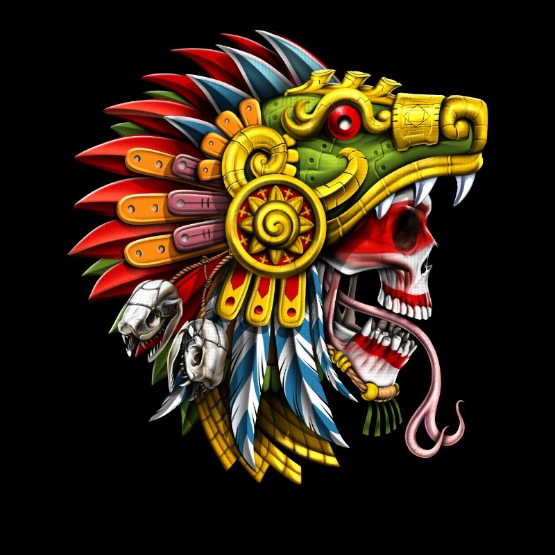 Serpent aztèque crâne guerrier