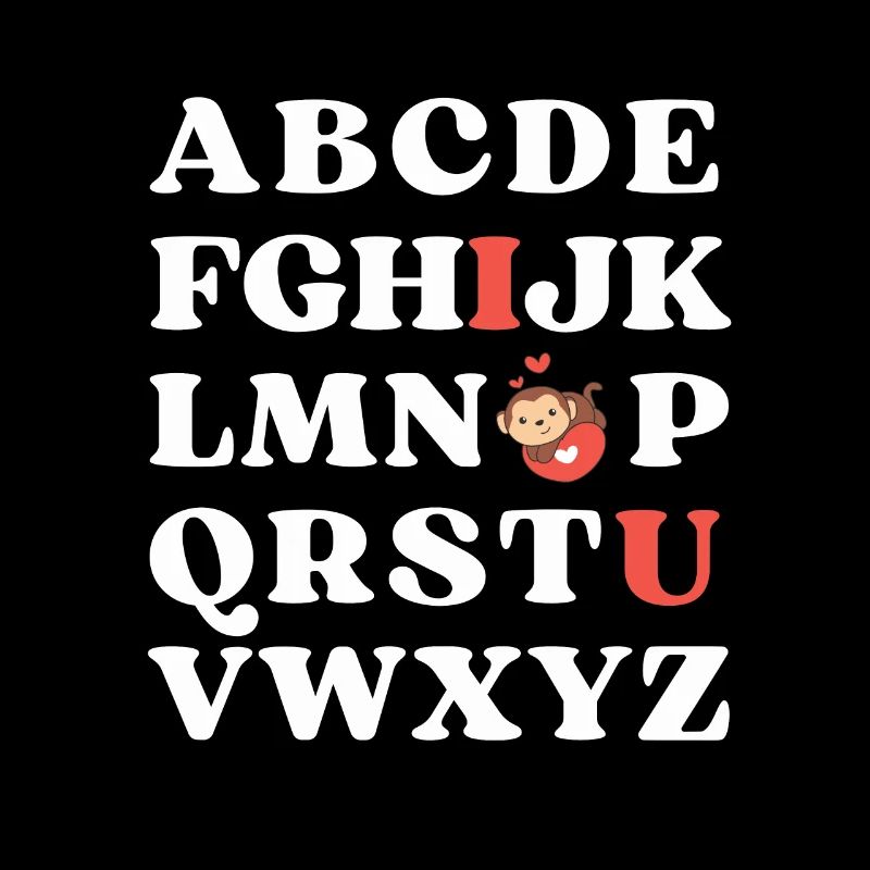 ABC Je t’aime Enfants Singe Saint-Valentin