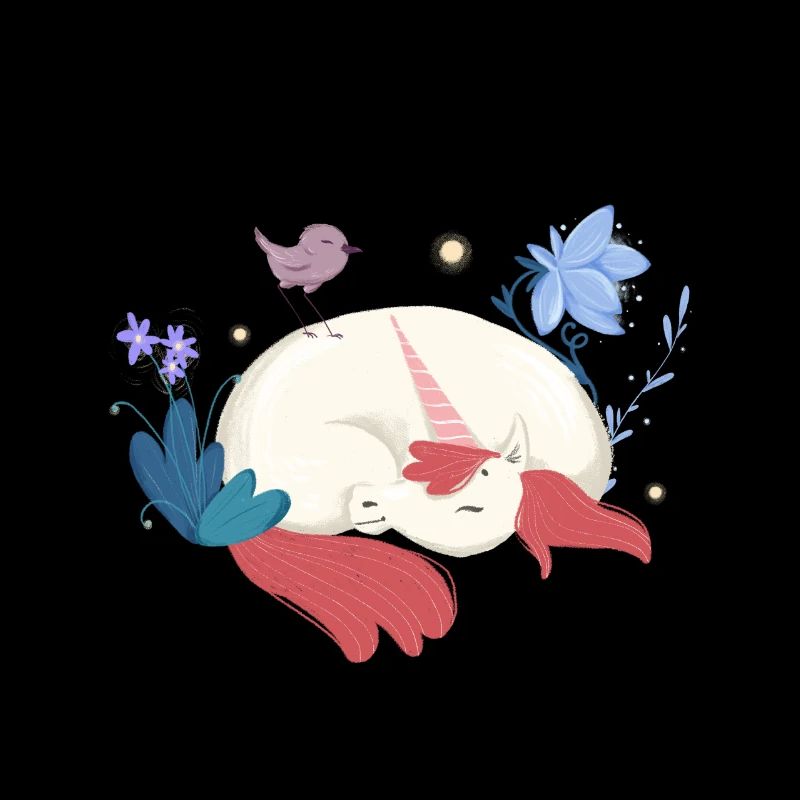 Licorne dort dans la forêt
