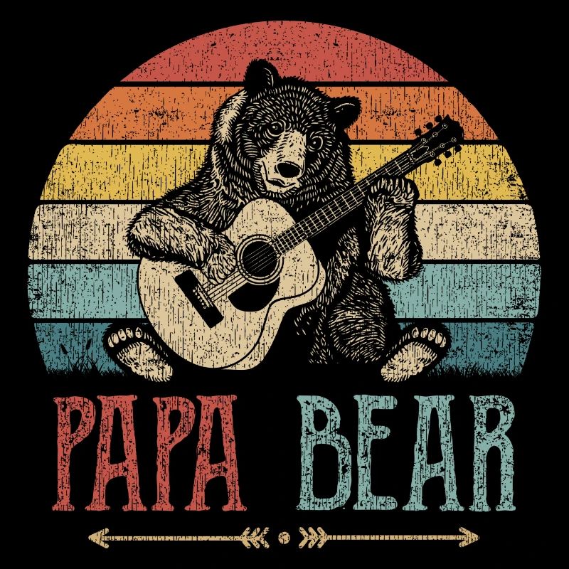 Papa Bär Gitarre Vater Mann Geschenk Eltern