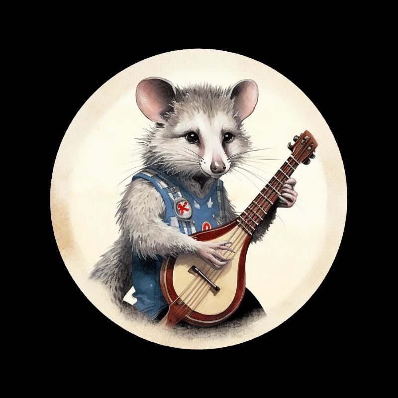 Opossum playing banjo