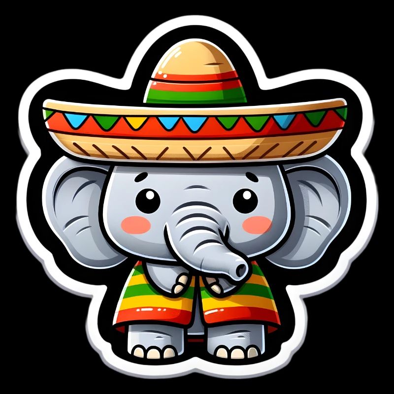 Cinco de Mayo Elefant mit Sombrero Cartoon