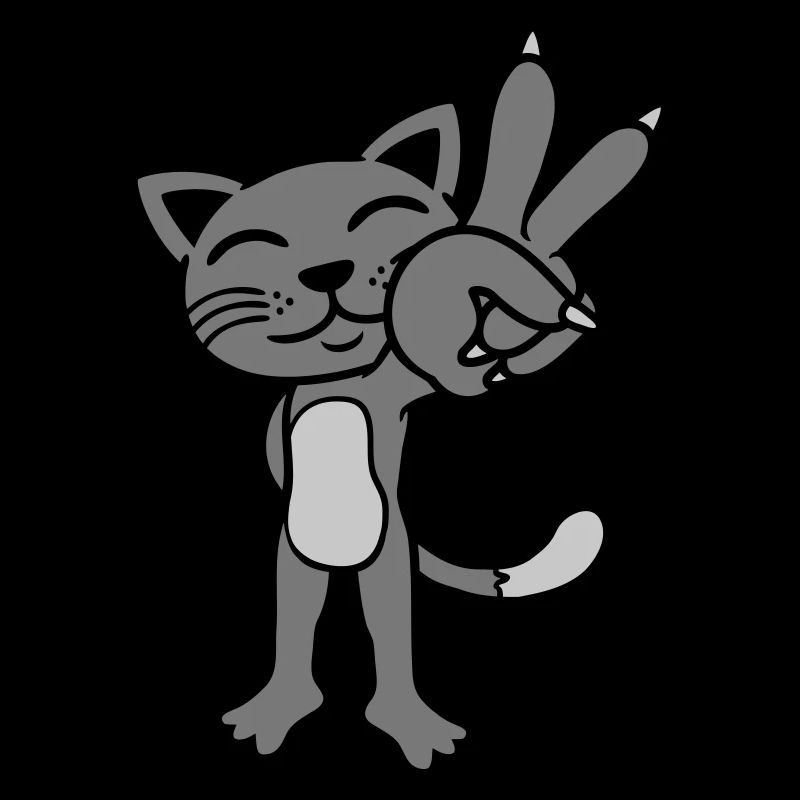 Peace Zeichen stehende Katze