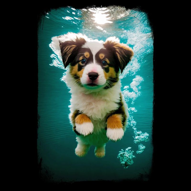 Australian Shepherd Design - Hund unter Wasser