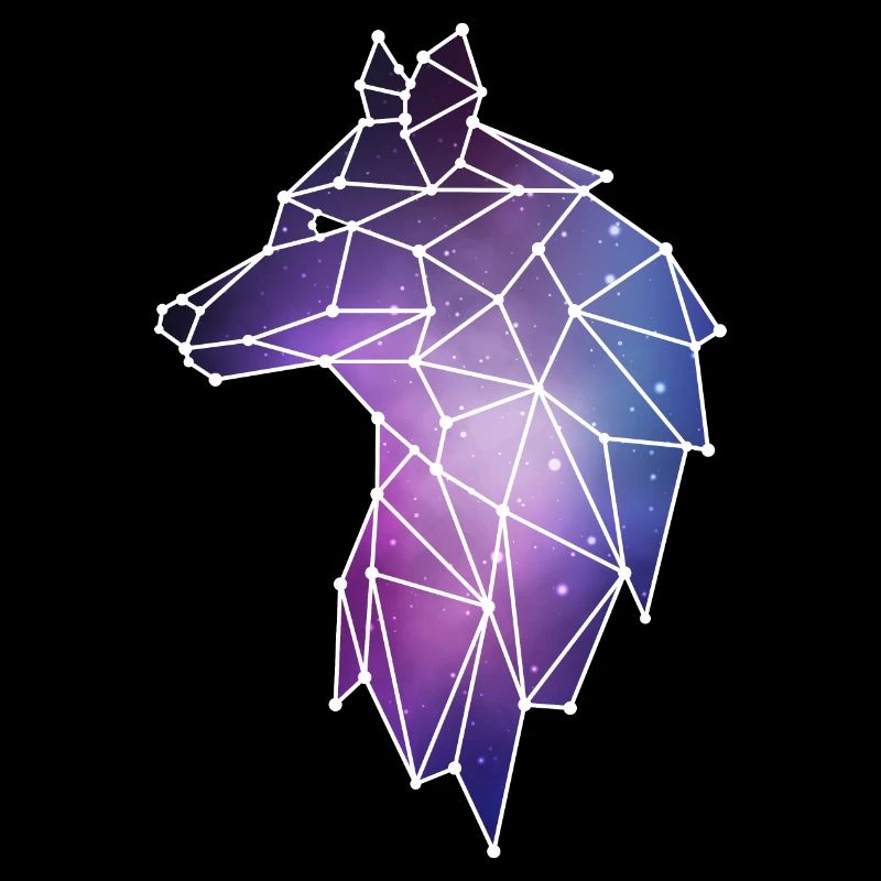 Geometrischer Wolf | Low Poly Galaxie Wolfsrudel