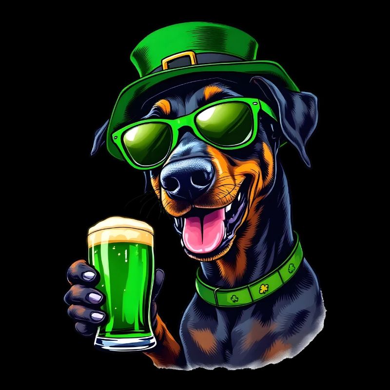 Doberman St. Patricks Day Bier Outfit Hunde