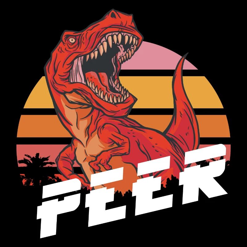 PEER - Beautiful boy name with T-REX Dino