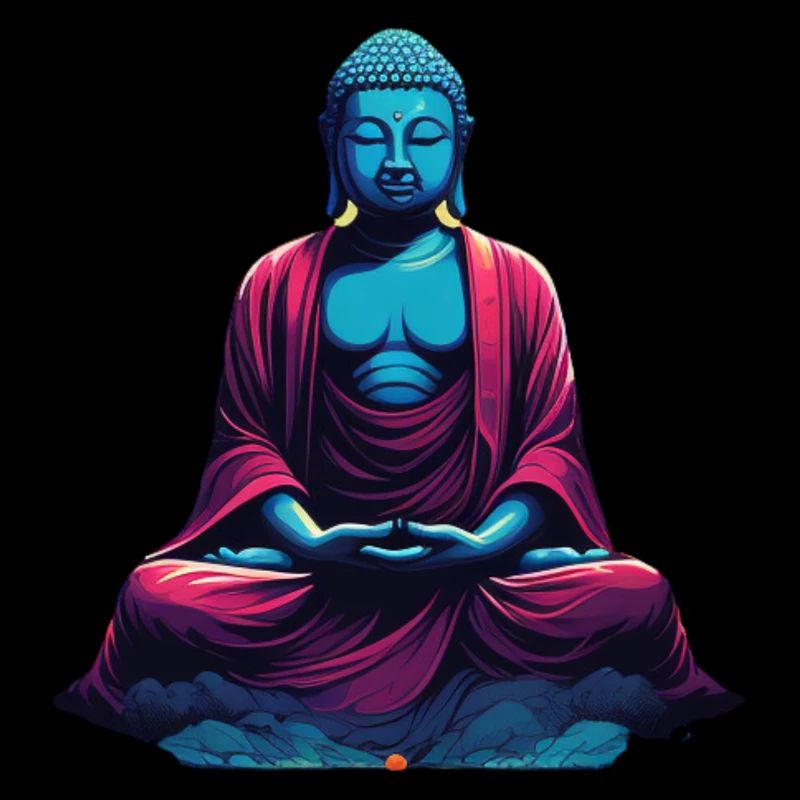 Blue Buddha in meditation contemplation duality