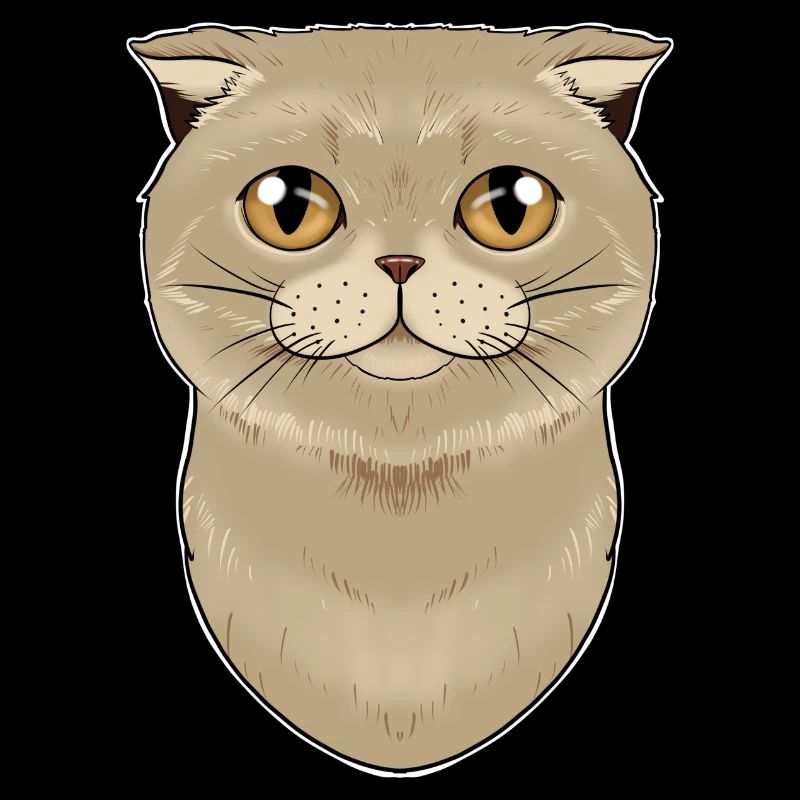 Cat Lover I Cat Face I Scottish Fold Cat